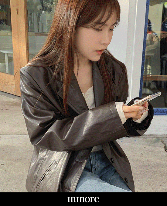 [11주년세일][당일발송][고퀄리티레더자켓][mmore] over-fit leather jacket